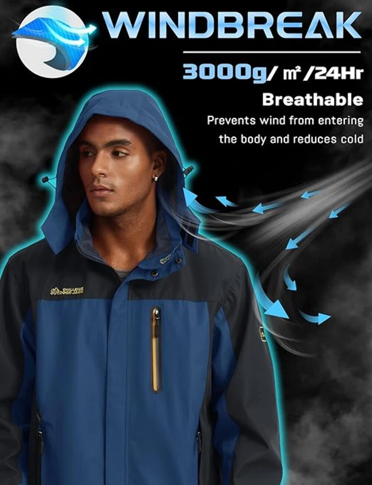 TACVASEN Military Jacket Mens Waterproof Outdoor Jacket Bomber Flight Breathable - Image 3 of 4
