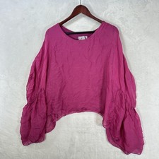 Tina Stephens Top Womens OS Pink Silk Kimono Sleeve Lined Boho Blouse Italy Made