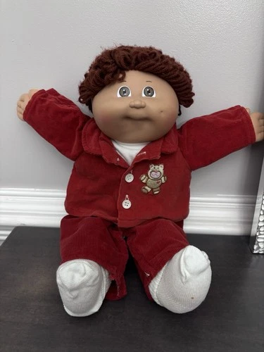 Vintage Cabbage Patch Kids Doll Boy Brown Curly Hair Brown Eyes 1985 Dimple