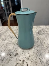 Dansk Kobenstyle Enameled Coffee Pot Percolator Complete Turquoise Seafoam Green
