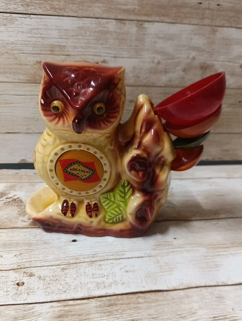 Vintage Arkansas Souvenir Lipco Kitchenware Owl Measuring Spoons