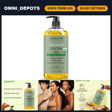 100 Pure Organic Jojoba Oil - Natural Moisturizing Body Oil - 8 Fl Oz