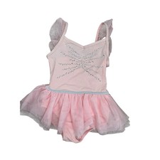 Cat  Jack Girls Pink Rhinestone Ballet Dance Leotard Skirt S 6/7 NEW