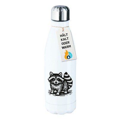 Edelstahl-Trinkflasche Waschbär Comic Geschenkidee Waschbär Geschenk Präsent Mit