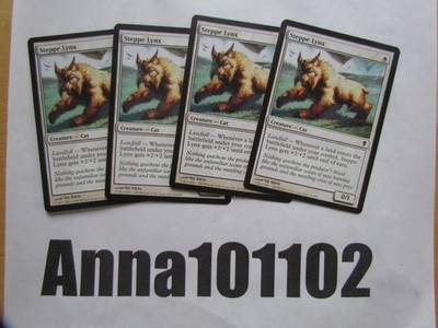 Steppe Lynx x4 4x Zendikar White COM Creature Cat 0/1 Landfall MTG