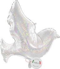 Folienballon XXL Taube Glitzer, Helium Ballon festliche Taufdeko, Luftballon Tau