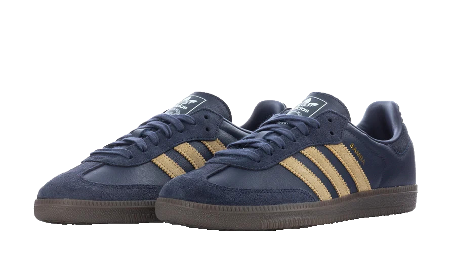 ADIDAS SAMBA OG LOW LEATHER SNEAKER TRAINER MEN SHOES NAVY/GOLD/GUM SIZE 7  NEW | eBay