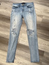 Women's Express Light Blue Legging Mid-Rise Jeans Distressed  Size 4 R