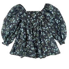 Lulus Black Floral Puff Sleeve Babydoll Mini Dress XS Beautiful NWT