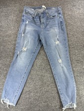 Nicole Miller Soho Jeans Womens 12 High Rise Ankle Skinny Distressed Raw Hem