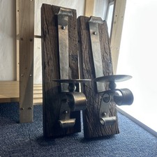 Pair Of Hand Crafted Large Wall Sconces. Medieval In Appearance 47x18x13 Cms