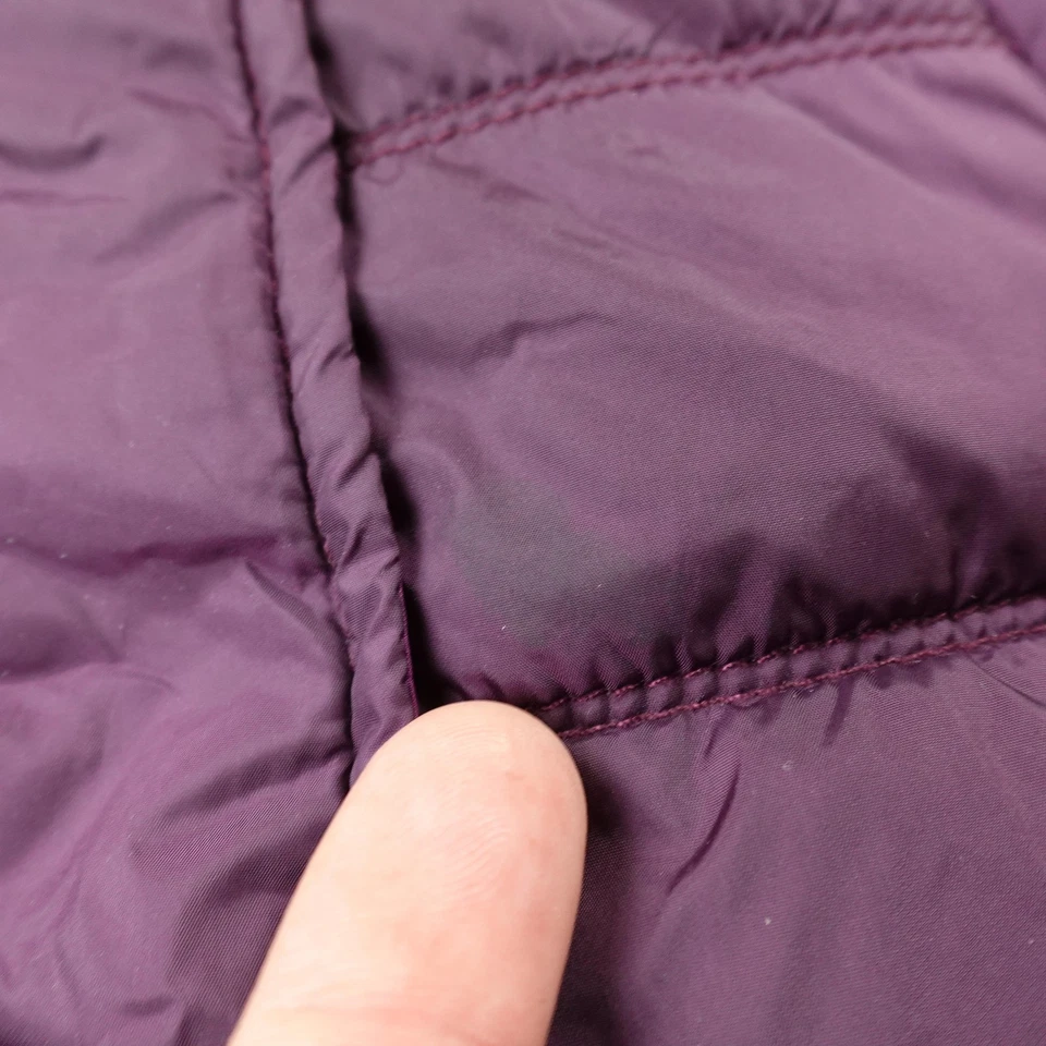 Chaleco de Colección American Eagle Para Mujer XL Púrpura Con Capucha Imitación Piel Acolchado Abrigo Abombado Y2K Foto 3 de 4