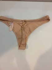 Vintage 2003 Victoria Secret Nude Satin Keyhole Low Rise Thong Size Large New