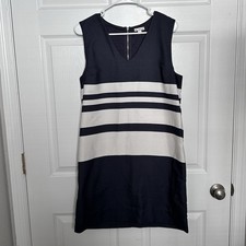 Gap V Neck Sleeveless Short Summer Shift Dress M Pockets Striped Nautical