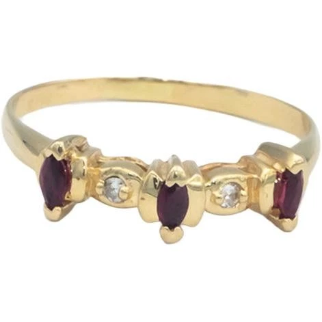 Кольцо из желтого золота 14 карат с бриллиантами и рубинами 0,29 карата размер 10