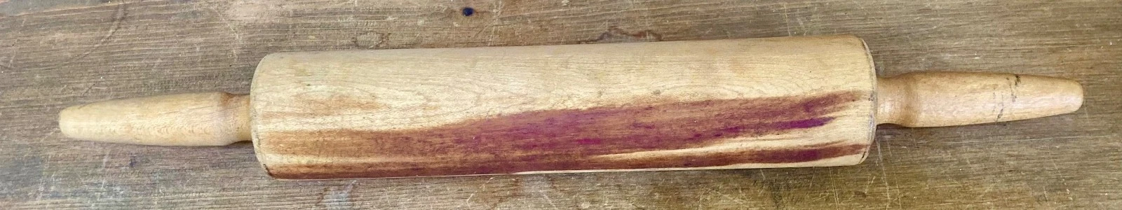 Vintage Solid Wood One Piece 19” Rolling Pin Rustic Farmhouse Kitchen Primitive