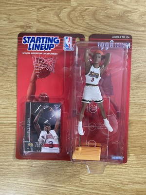 #ad 1998 Allen Iverson #3 Philadelphia 76ers Starting Lineup Figure NBA SLU amp; Card $14.00