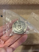 Ducks Unlimited Committee Keychain Key Fob Brass Medallion Leather Vintage