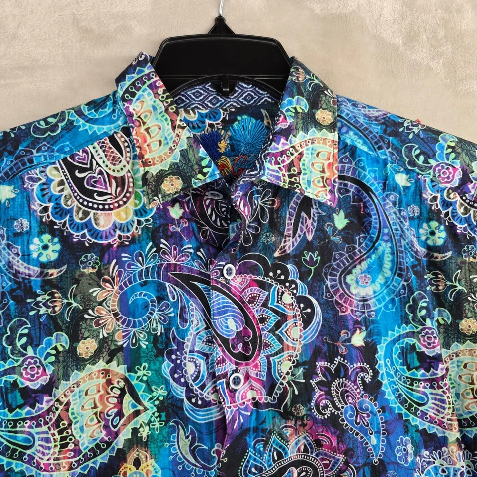 Robert Graham 男式中号经典版型佩斯利扎染纽扣衬衫 — 第 2/4 张图片