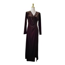 Amanda Lane Woman Evening Dress Brown Velvet size 10 Vintage