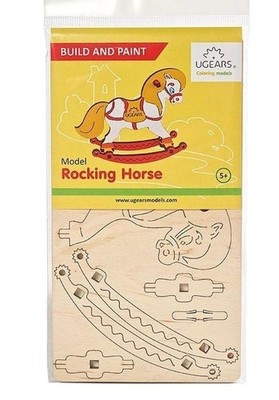 Build & Paint Ugears Wooden Rocking Horse Model Kit For Ages 5+