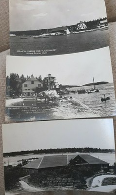 Phippsburg Me. 3 photos Sebasco Estates Baird 1940 light house pool rppc