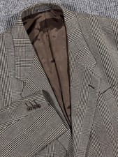 Vintage 90s Yves Saint Laurent Sport Coat Mens 44 Glen Plaid Silk Wool Tweed YSL