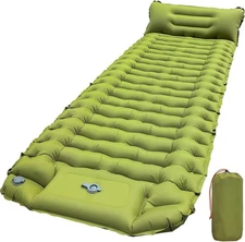 Sleeping Pad, Ultralight Inflatable Sleeping Pad for Camping with Pillow Built-i