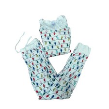 Hanna Andersson Christmas Lights Organic Cotton Pajama Set Cream Small