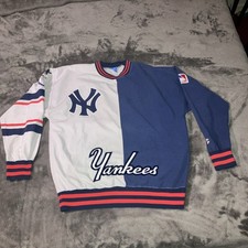 Rare Vintage Champion New York Yankees Split Crewneck Size XL Blue White Old