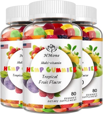 HMONE 3 Pack Organic Hemp Gummies Extra Strengthen High Potency w/ Oil Extract EXP2027