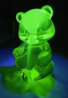 Fenton Topaz Uranium Glass Bear Figurine Vaseline Glow UV Reactive 3.5" Vintage