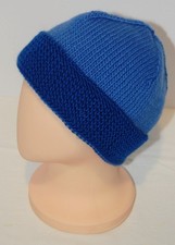 Handknit Hat 26 Two-tone Blue Wool/Mohair Blend Sz Large