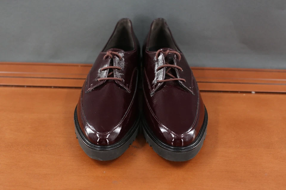 Zapatos Oxford Paul Green para mujer 10,5 charol borgoña EE. UU. con cordones plataforma Foto 3 de 4