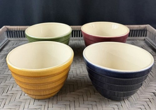 Crate & Barrel Small Ceramic Prep Bowls Portugal Beehive Jewel Tones Set of 4
