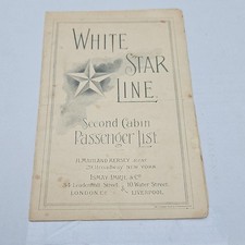 White Star Line RMS Majestic Second Cabin Passenger List Booklet May 15 1897