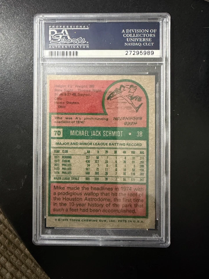 Topps Mike Schmidt 1979 Salón de la fama #70 PSA 7 Foto 2 de 2
