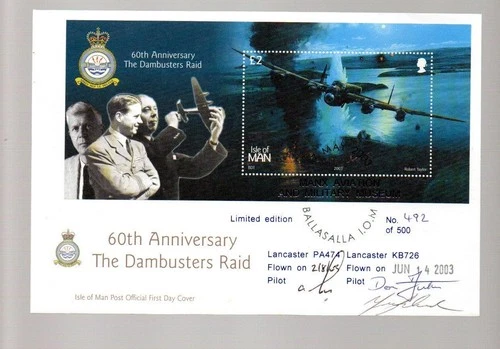 (K81) Isle of Man 2003 Dambusters FDC MANX MUSEUM h/s SIGNED MULTIPLE TIMES