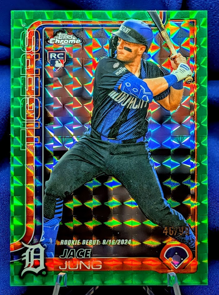 ~ Jace Jung 2025 Topps Chrome Update /99 RC Rookie Debut Green Geometric Ref