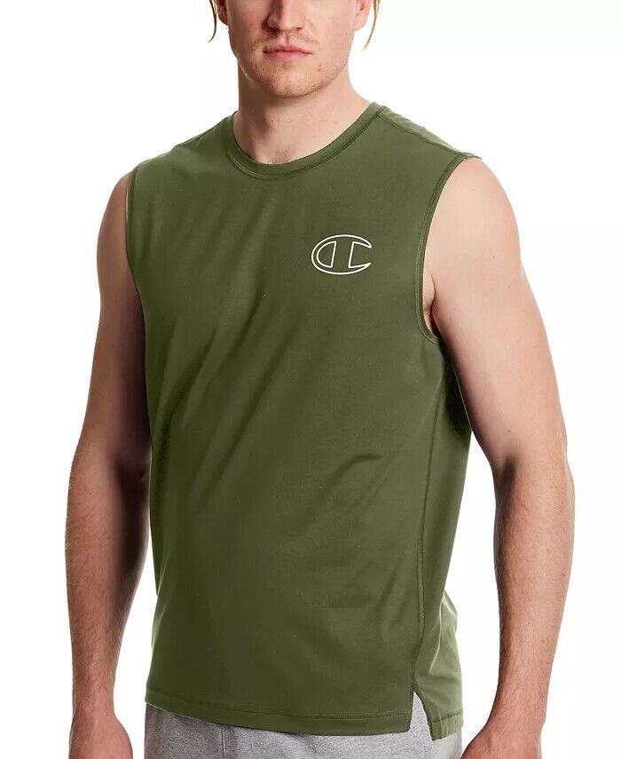 Champion Mens Script Tank Top in Cargo Olive-Size Small 3490₽