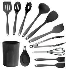MegaChef Tool Cookware Utensil Set, 12 Piece, Black