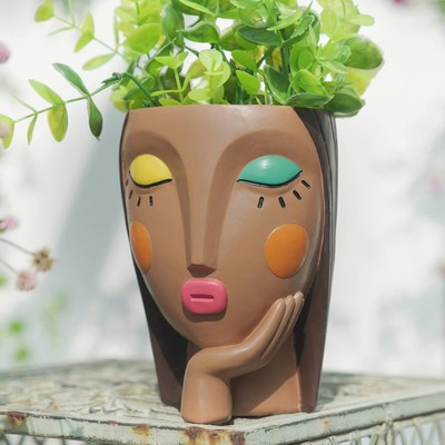 Kreativer Blumentopf aus Kunstharz für Mädchen, Ornamente für den Garten NEU