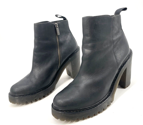 Dr. Martens donna stivaletti 10 Magdalena neri in pelle con zip laterale tacco a blocco