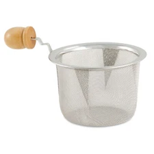 Stainless Steel Silver Mesh Strainer with Wooden Handle - 3in Diameter