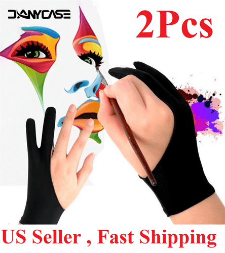 Two Finger Anti-fouling Glove Drawing & Pen Graphic Tablet Pad For Artist Black - Afbeelding 15 van 15
