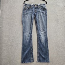 Miss Me Women Jeans 27 Blue Denim JW5813B Bootcut Embroidered Studded READ