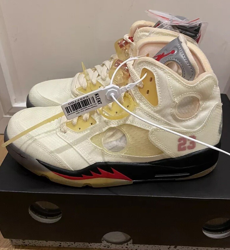 OFF WHITE X NIKE ✅ Nike Air Jordan 5 x Off White SP Sail White UK 6.5 US 7.5 EU 40.5 Nuove ✅