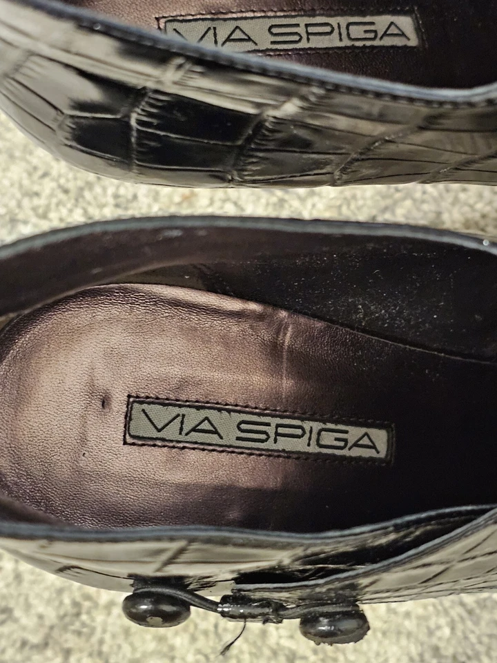 Via Spiga Lydia Negro Estampado Cocodrilo - Botines Charol - Talla 8.5 M Foto 4 de 4