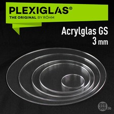 PLEXIGLAS® GS 3mm ## Laserpoliert ## Kreise, runde Scheiben, Deckel Ø30-Ø200 mm
