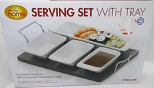 Fabulous Home, 5- Piece Porcelain Serving Set with Tray.